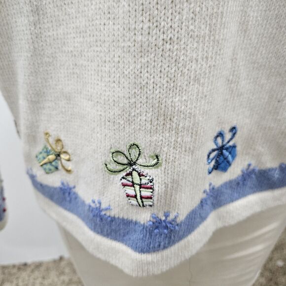 Vintage Ugly Sweater Croft Barrow Size Small 3D Embroidered Beaded Holiday Wool - Picture 5 of 11
